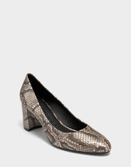 Women's Dress Pump in Champagne Metallic Snake
