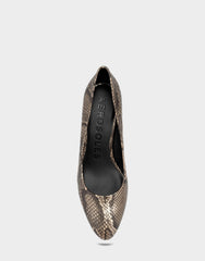 Women's Dress Pump in Champagne Metallic Snake