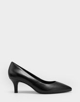 Women's Kitten Heel Pump in Black Leather