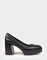 Women's Platform Pump in Black Leather