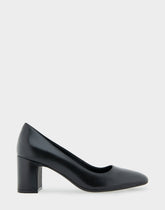 Minetta Black Leather Mid-Heel Pump