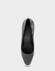 Minetta Black Leather Mid-Heel Pump