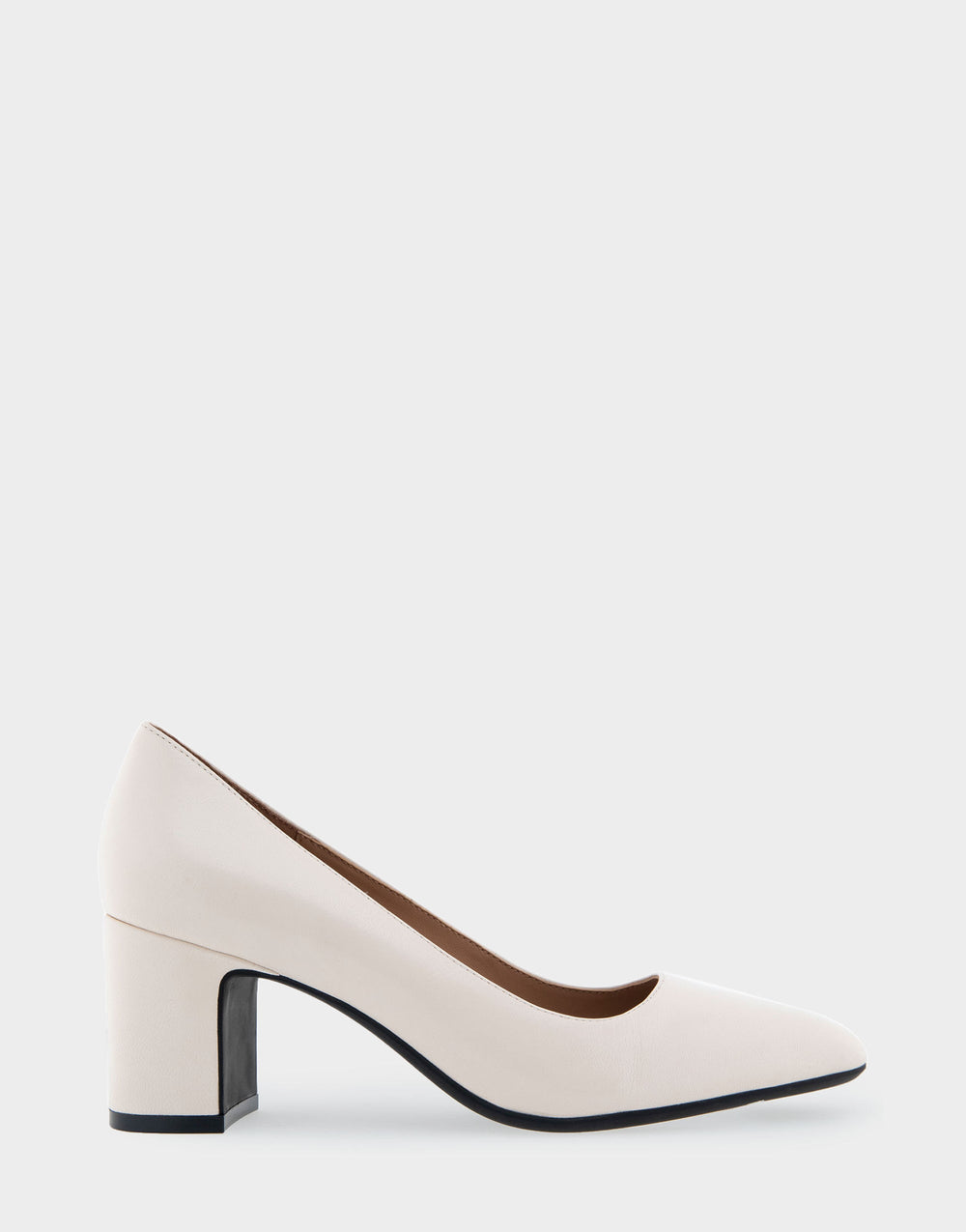 Minetta Eggnog Leather Mid-Heel Pump