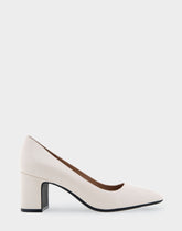 Minetta Eggnog Leather Mid-Heel Pump