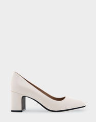 Minetta Eggnog Leather Mid-Heel Pump