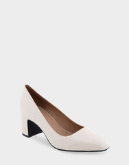 Minetta Eggnog Leather Mid-Heel Pump