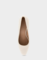 Minetta Eggnog Leather Mid-Heel Pump