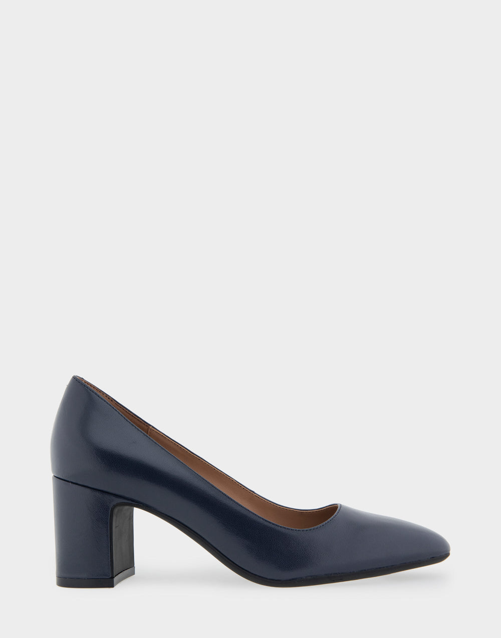 Minetta Navy Leather Mid-Heel Pump