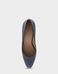 Minetta Navy Leather Mid-Heel Pump