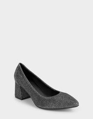 Women's Pump in Gunmetal Stretch Lame