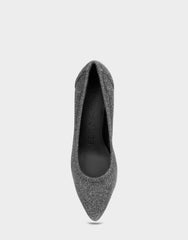 Women's Pump in Gunmetal Stretch Lame