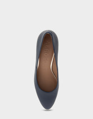 Betsy Navy Genuine Leather Mid Heel Pump