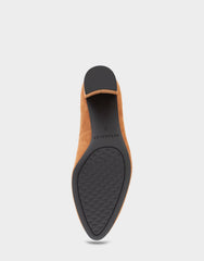 Betsy Tan Genuine Suede Mid Heel Pump