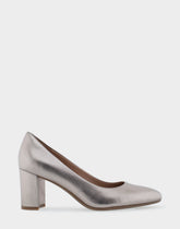 Betsy Champagne Genuine Leather Mid Heel Pump