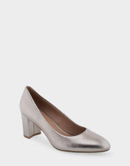 Betsy Champagne Genuine Leather Mid Heel Pump
