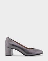 Ebel Gunmetal Metallic Genuine Leather Mid Heel Pump