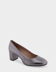 Ebel Gunmetal Metallic Genuine Leather Mid Heel Pump