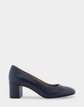 Ebel Navy Genuine Leather Mid Heel Pump