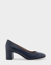 Ebel Navy Genuine Leather Mid Heel Pump