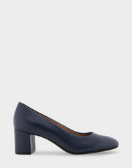 Ebel Navy Genuine Leather Mid Heel Pump