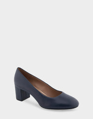 Ebel Navy Genuine Leather Mid Heel Pump