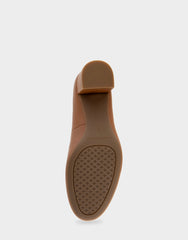 Ebel Tan Genuine Leather Mid Heel Pump