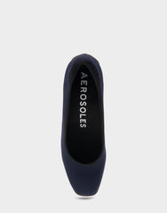 Casta Navy Stretch Gabardine Fabric Mid Heel Pump