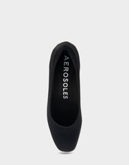 Casta Black Stretch Gabardine Fabric Mid Heel Pump