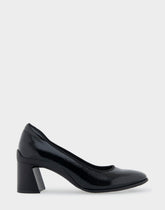 Casta Black Patent Faux Leather Mid Heel Pump