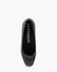 Casta Black Patent Faux Leather Mid Heel Pump