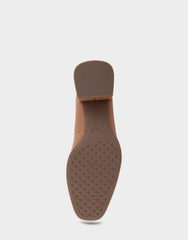 Alae Tan Genuine Leather Mid Heel Pump