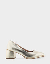 Alae Soft Gold Genuine Leather Mid Heel Pump