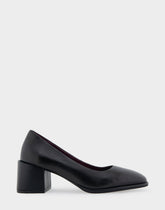 Alae Black Genuine Leather Mid Heel Pump