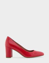 Betsy Racing Red Leather Mid Heel Pump