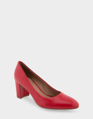 Betsy Racing Red Leather Mid Heel Pump