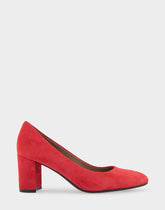 Betsy Red Genuine Suede Mid Heel Pump