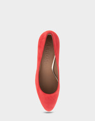 Betsy Red Genuine Suede Mid Heel Pump