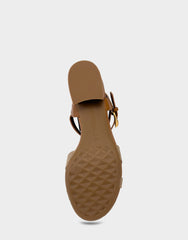 Women's Low Heeled Sandal in Natural Linen