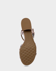 Women's Heeled Sandal in Pale Pink Faux Snake Print
