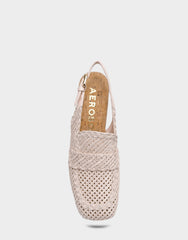 Santina Platform Slingback Loafer In Pale Pink Embroidered Raffia