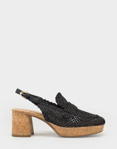 Santina Platform Slingback Loafer In Black Raffia