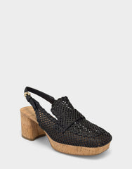 Santina Platform Slingback Loafer In Black Raffia