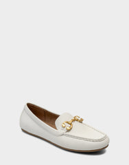 Women's Casual Loafer in White Faux Pebbled
