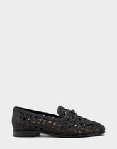 Women's Dress Flat in Black Faux Raffia