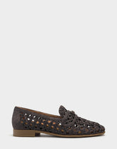 Women's Dress Flat in Dark Brown Faux Raffia