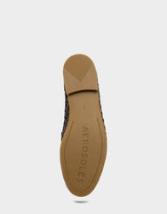 Women's Dress Flat in Dark Brown Faux Raffia