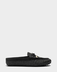 Women's Mule in Black Basket Raffia