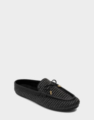 Women's Mule in Black Basket Raffia