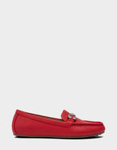 Women's Casual Loafer in Rich Red Faux Pebbled