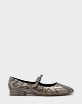 Women's Casual Flat in Champagne Faux Metallic Snake Print